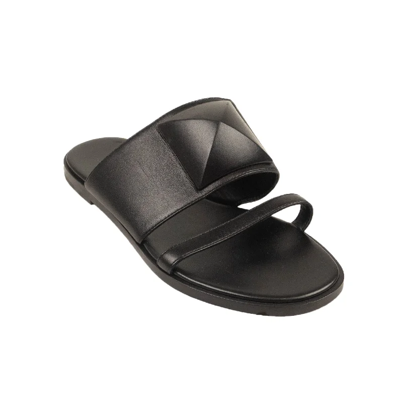 Sandals with durable sole-Black Noir Caia Leather Sandals