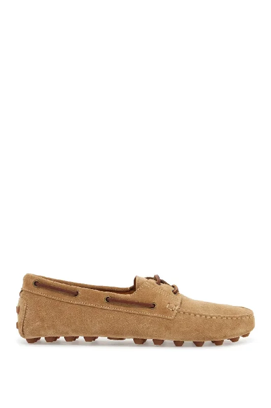 Loafers with fun look-Tod's Suede Biscuit Leather Loafers With Rubber Sole