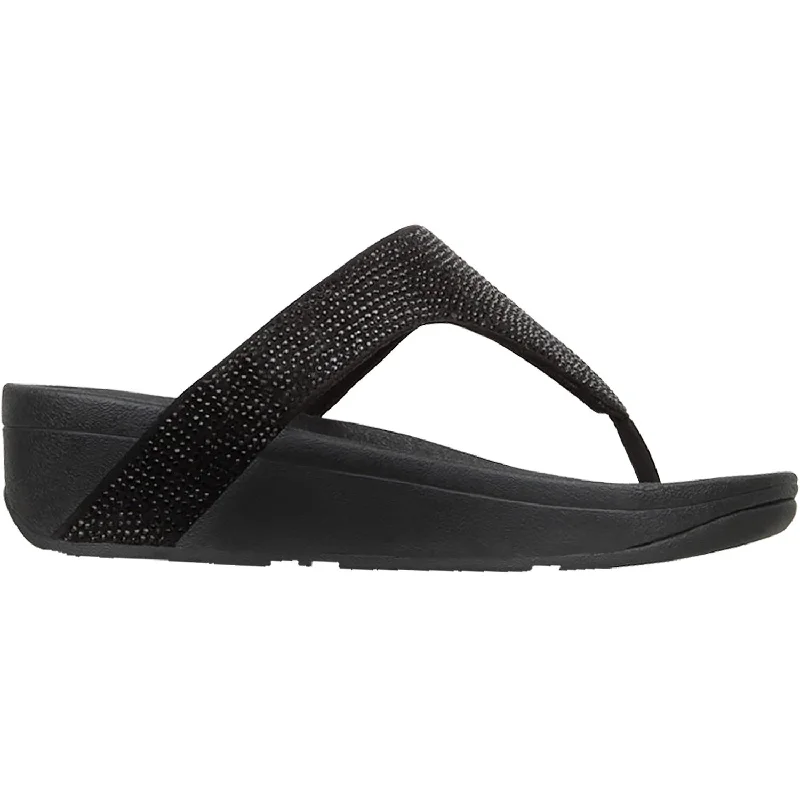 Sandals for special occasions-Women's Fit Flop Lottie Shimmercrystal Toe Post Black Fabric