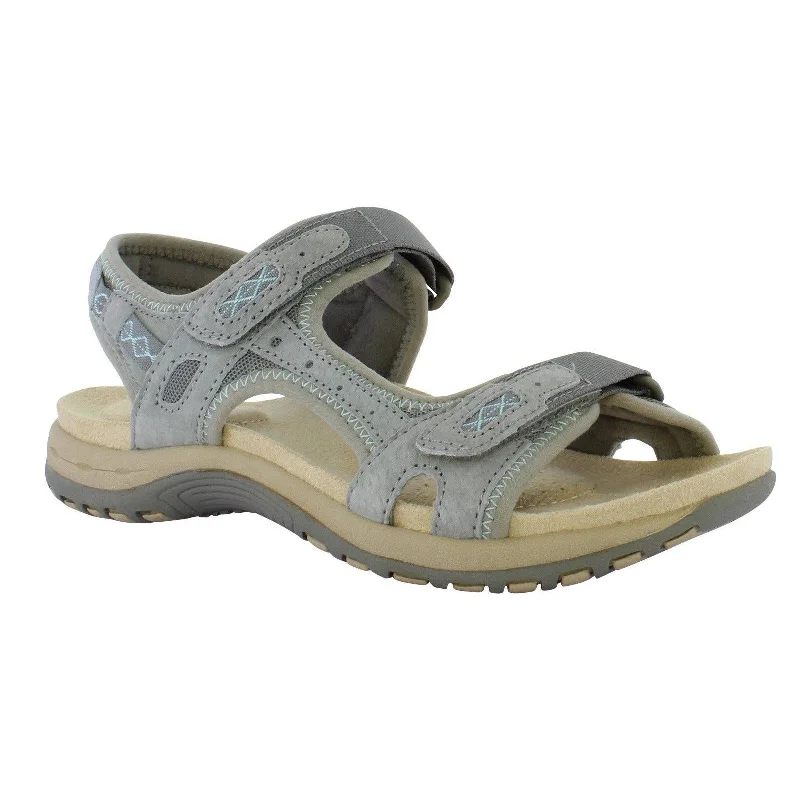 Sandals for festivals-Free Spirit Frisco Ladies Smoke Suede & Textile Touch Fastening Sandals