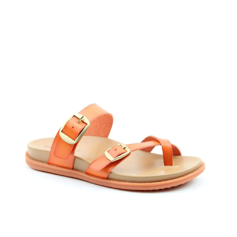 Sandals for vacation vibes-Heavenly Feet Malibu Ladies Orange Vegan Slip On Sandals