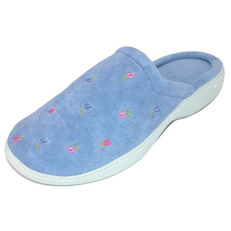 Slippers for home ease-Women's Extra Small Terry Embroidered Clog Slippers