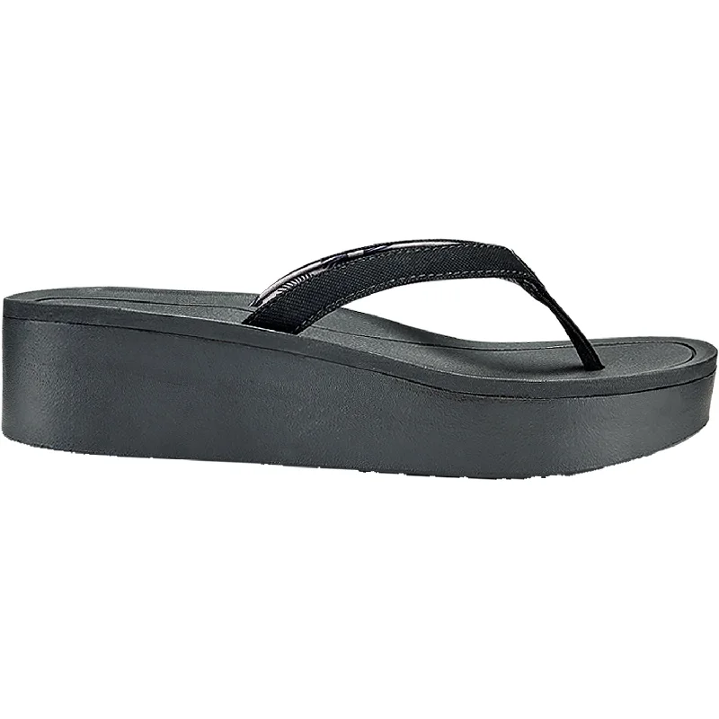 Sandals with flexible looks-Women's OluKai Pi'o Lua Black Synthetic