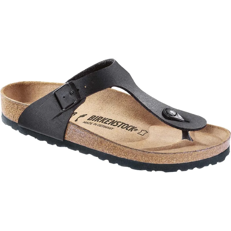 Sandals with premium straps-Birkenstock Gizeh BF 43691 Ladies Black Textile Arch Support Slip On Sandals