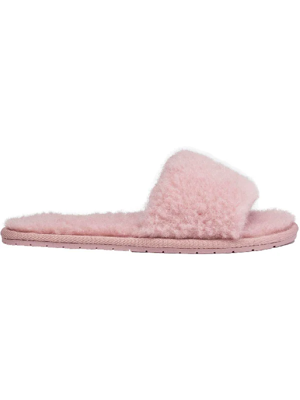 Slippers with cute designs-Carmen Womens Faux Shearling Wool Blend Slide Slippers