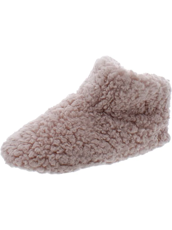 Slippers with durable comfort-Womens Faux Fur Pull On Bootie Slippers