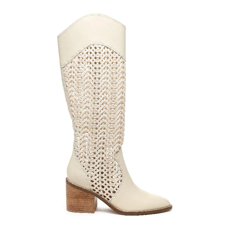 Echo Ivory Crochet Tall Boots