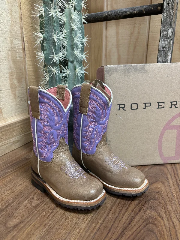 Roper Girl's Light Purple & Marbled Tan Square Toe Cowboy Boots 9991-0403