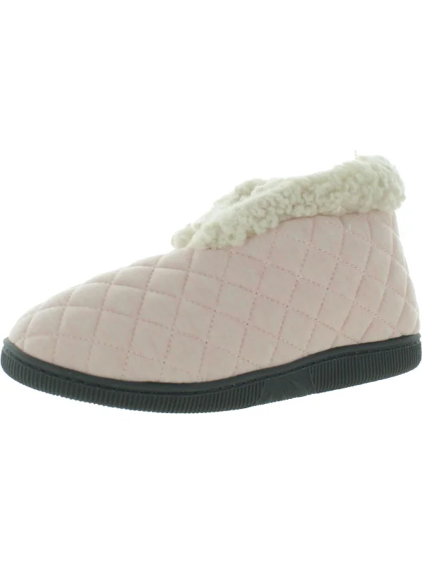 Slippers with stable comfort-Womens Faux Fur Slip On Bootie Slippers