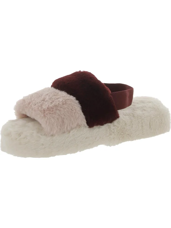 Slippers for snowy weather-fash box slip Womens Faux Fur Indoor/Outdoor Slide Slippers