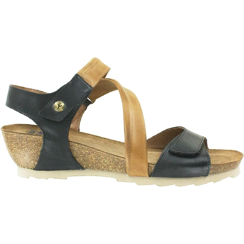 Sandals with soft sole-Women's Wanda Panda Bilma 2 Black/Cuero Tan Leather