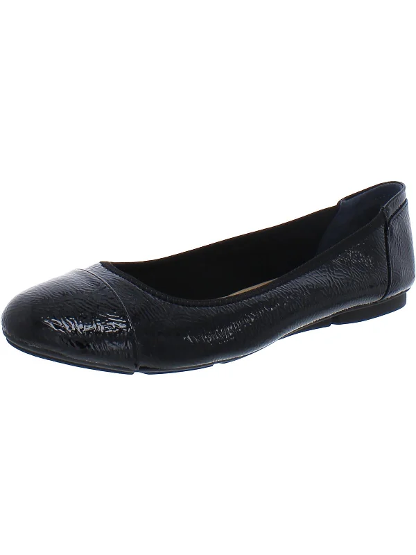 Flats for temporary relocation-TAVII2 Womens Faux Leather Slip On Ballet Flats