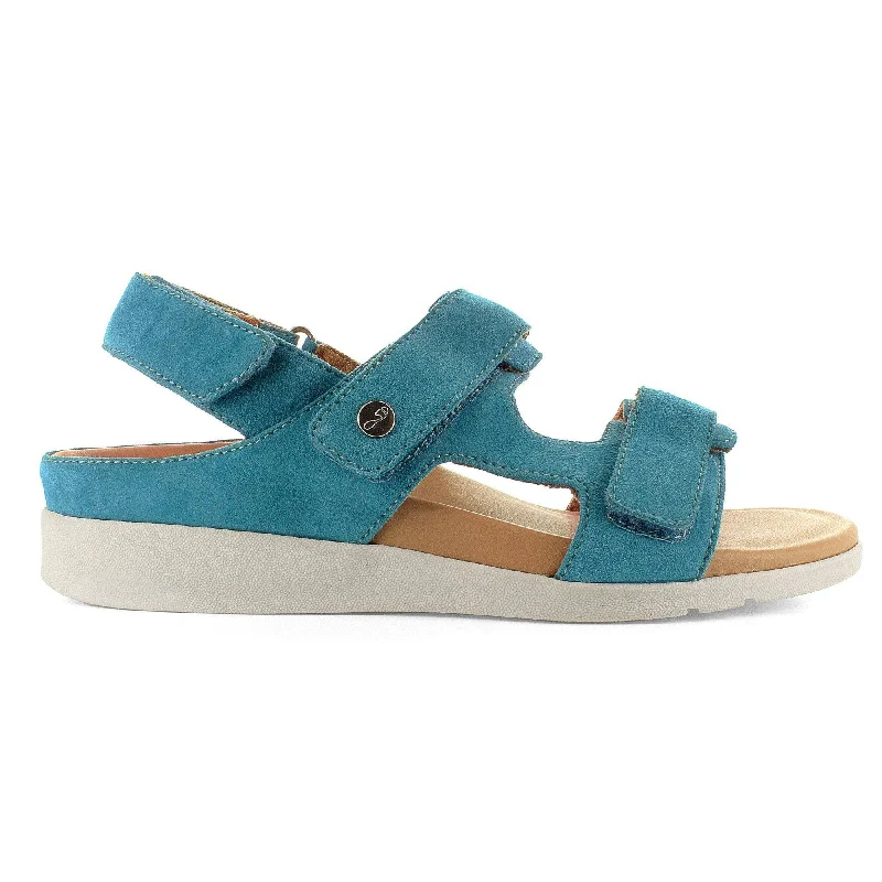 Sandals with lightweight sole-Strive Aruba II Ladies Teal Nubuck Arch Support Touch Fastening Sandals