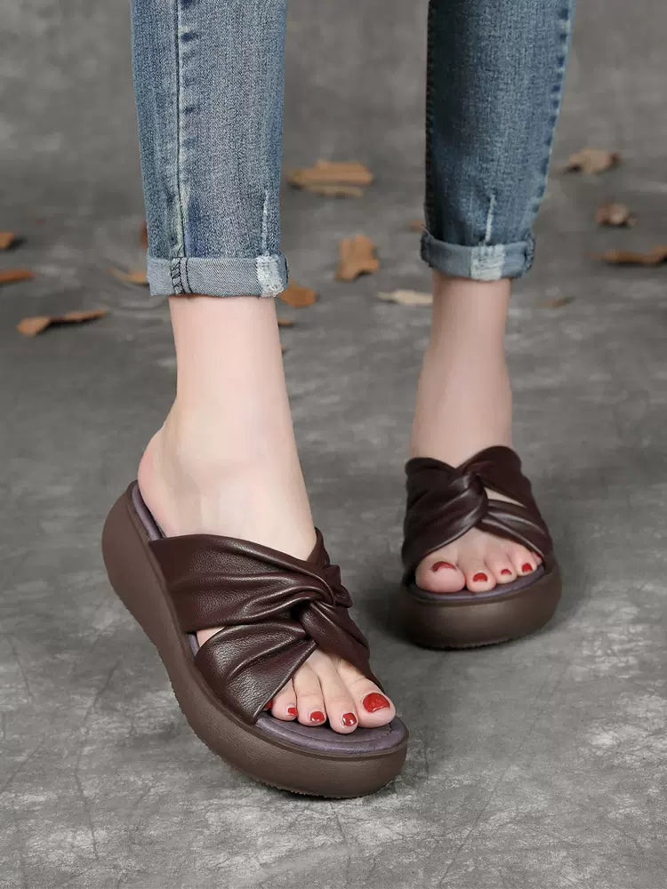 Sandals with soft finish-Spring Retro Casual Comfortable Thick-Sole Leather Sandals