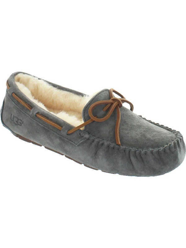 Slippers with fun themes-Dakota Womens Suede Sheepskin Lined Moccasin Slippers