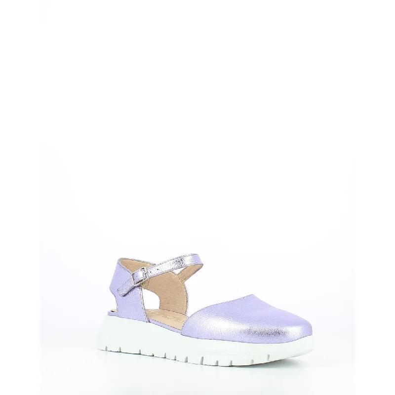 Sandals for casual finish-Wonders A-2441 Glow Ladies  Spanish Lavender Leather Buckle Sandals