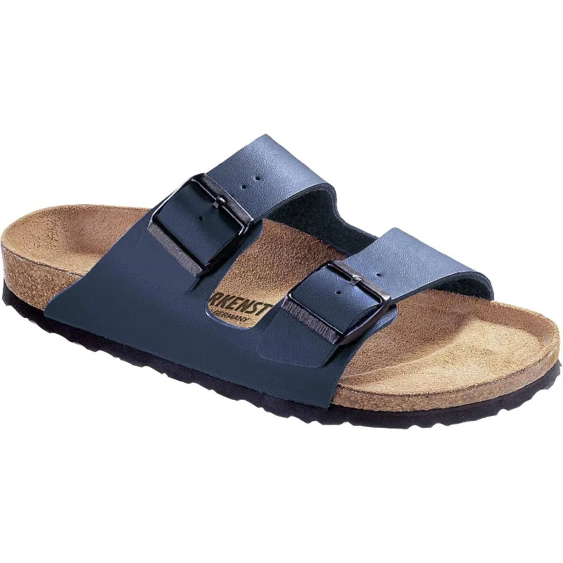 Sandals with sturdy days-Birkenstock Arizona Ladies Narrow Blue Birkoflor Arch Support Buckle Sandals