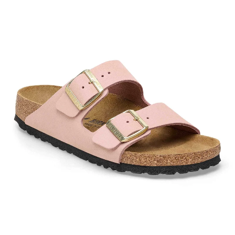 Sandals with premium vibes-Birkenstock Arizona Leather Ladies Narrow Soft Pink Nubuck Arch Support Buckle Sandals