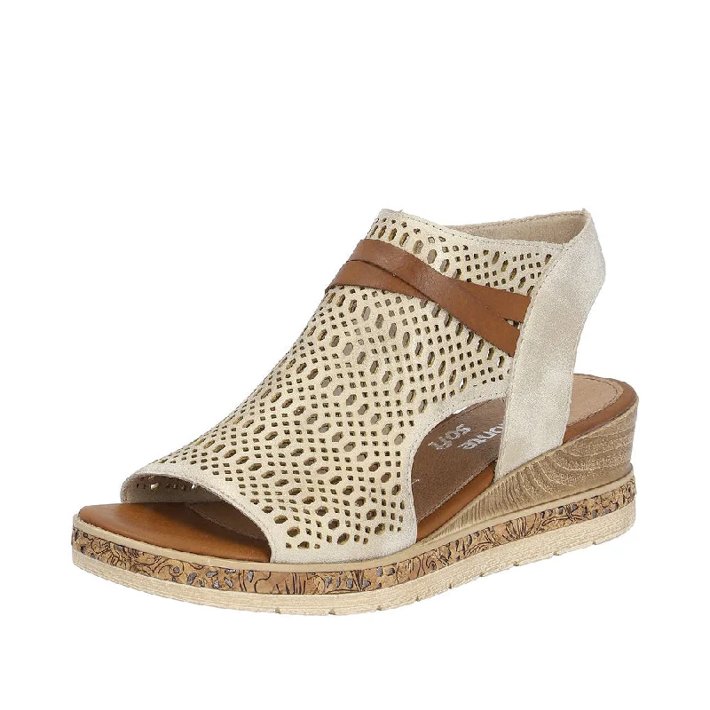 Sandals for beach vibes-Remonte D3075-60  Ladies Taupe Sandals