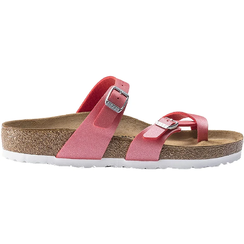 Sandals with colorful looks-Women's Birkenstock Mayari Icy Metallic Poppy Birko-Flor