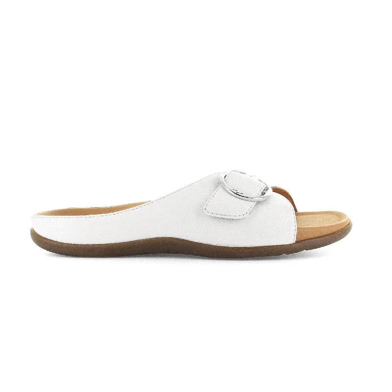 Sandals for vacation vibes-Strive Gavi II Ladies White Leather Arch Support Slip On Sandals