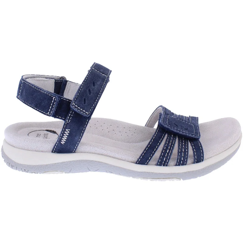 Sandals for summer looks-Free Spirit 41144 Maddy Ladies Navy Leather Arch Support Touch Fastening Sandals