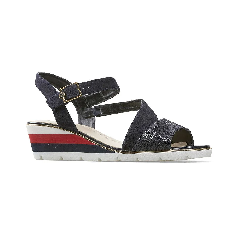 Sandals with padded finish-Van Dal Chennai 3110 /4102 Ladies Midnight Suede Buckle Fastening Sandals