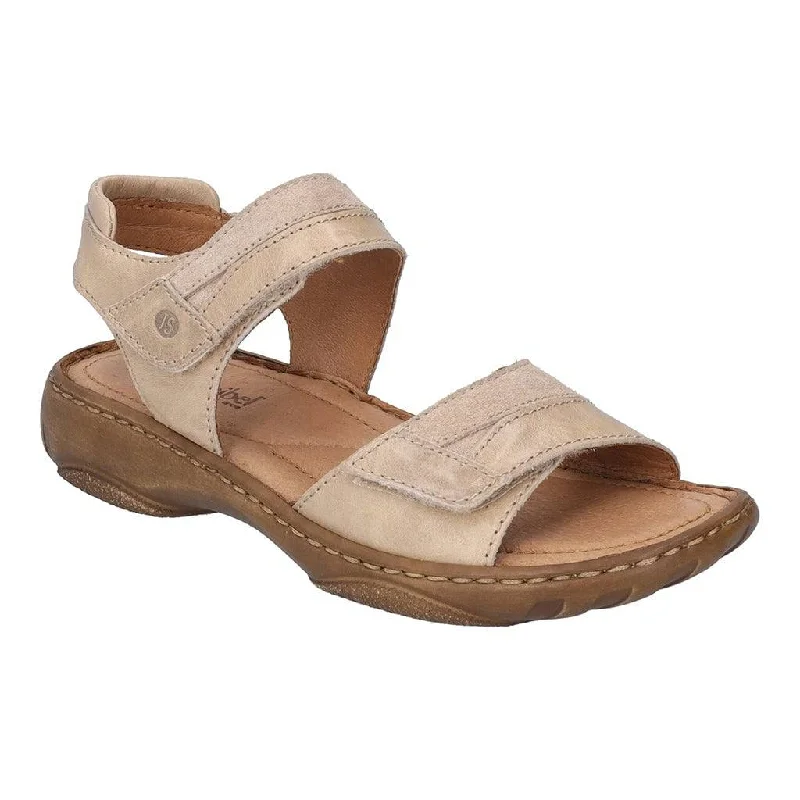 Sandals with flexible sole-Josef Seibel Debra 19 Ladies Beige Leather Touch Fastening Sandals