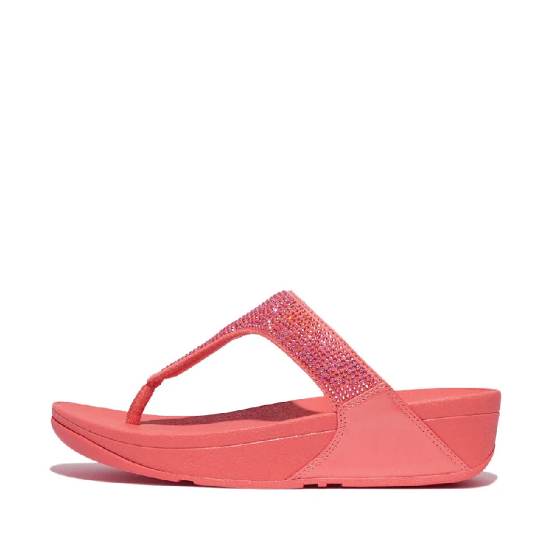 Sandals with padded vibes-FitFlop EC5-B09 Lulu Crystal Ladies Rosy Coral Toe Post Sandals