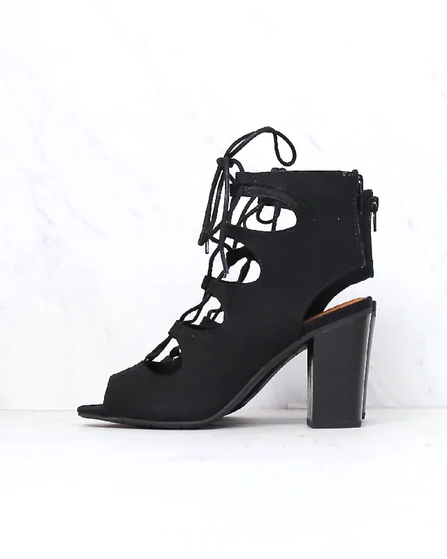 Sandals for summer wear-BC Footwear - Vivacious Lace Up Sandals in Black