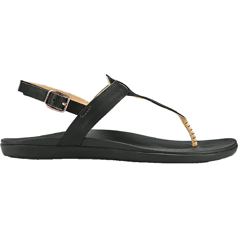 Sandals with sturdy looks-Women's OluKai Ekekeu Black Leather