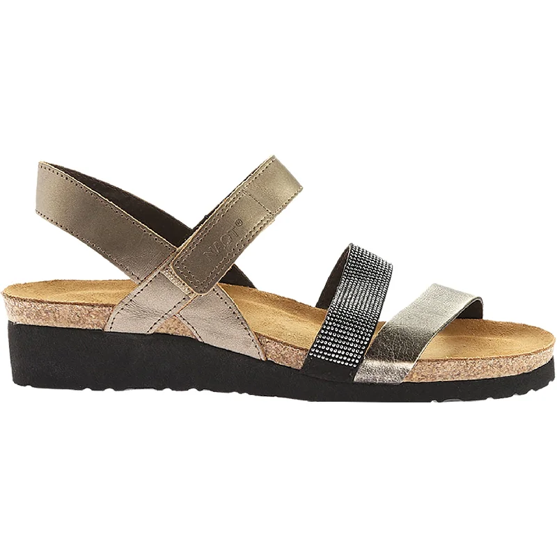 Sandals with soft vibes-Women's Naot Krista Pewter/Black/Metal Leather