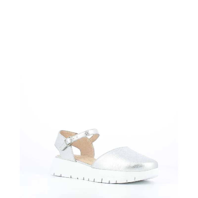 Sandals with sturdy days-Wonders A-2441 Glow Ladies Spanish Silver Leather Buckle Sandals