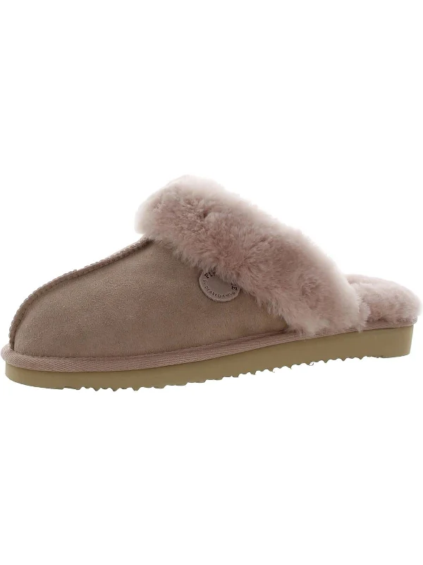 Slippers with plush cushion-Sydney Womens Suede Shearling Scuff Slippers