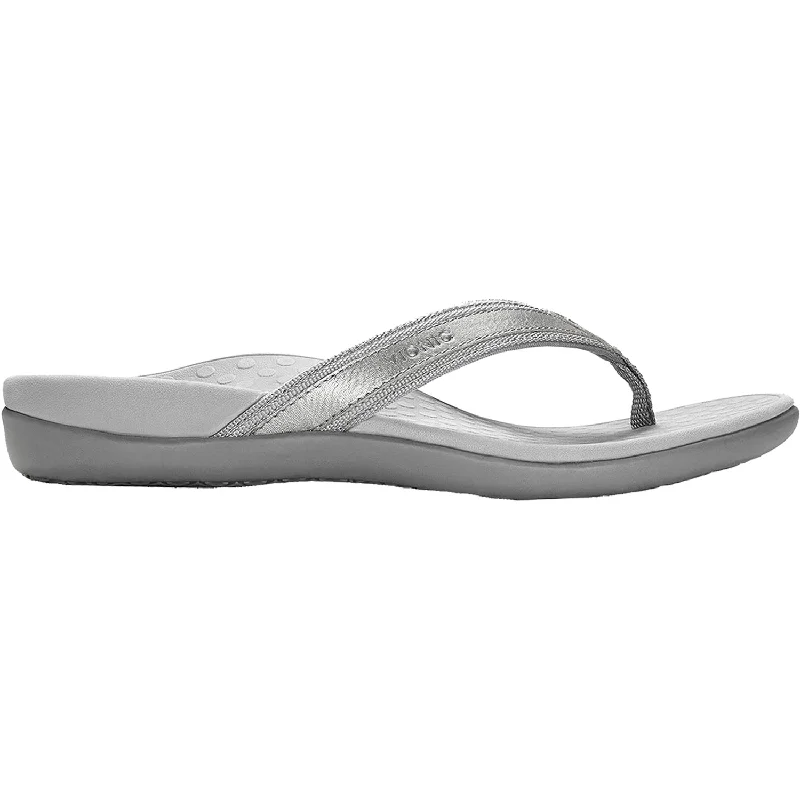 Sandals for outdoor finish-Women's Vionic Tide II Pewter Metallic Leather