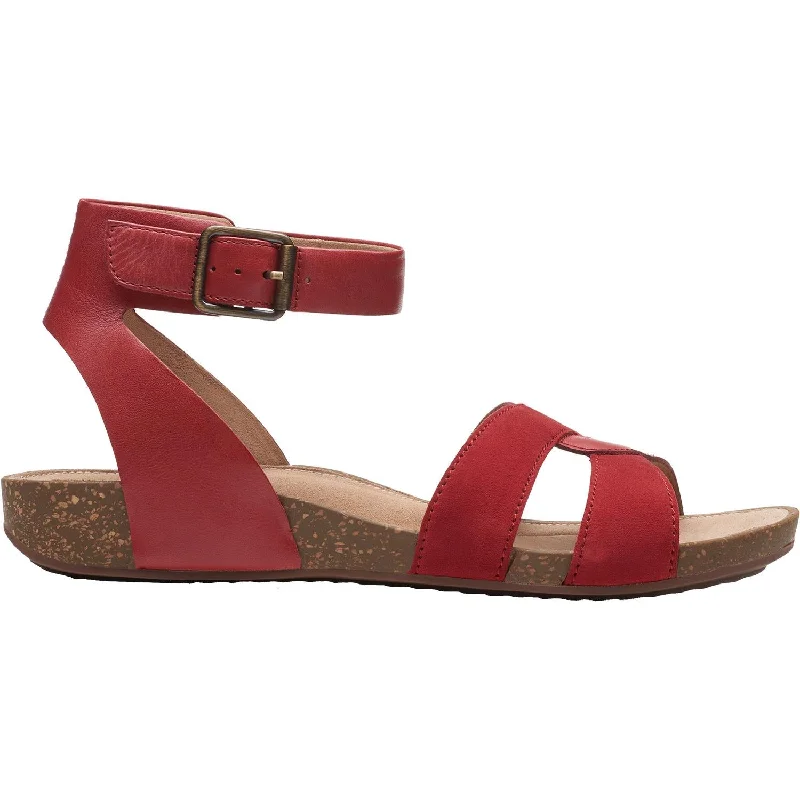 Sandals with elegant heels-Women's Clarks Un Perri Loop Red Leather