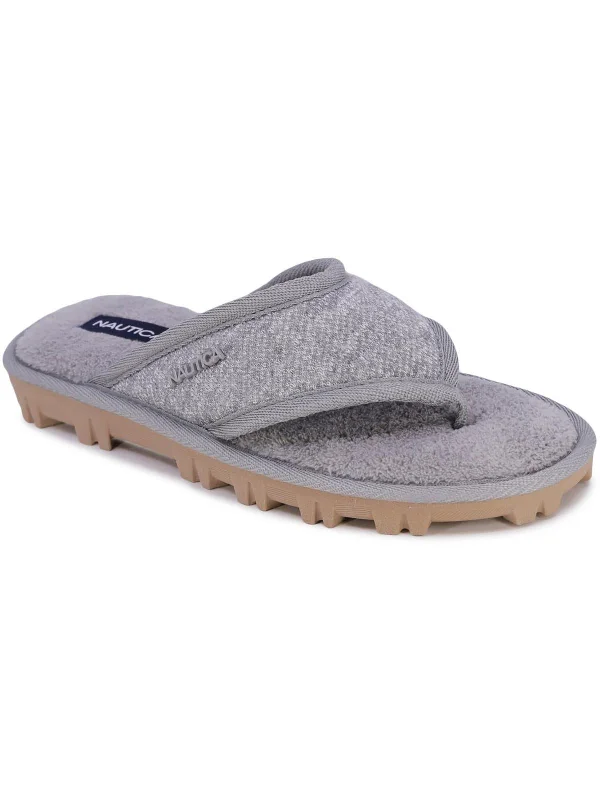 Slippers with memory foam-Womens Plush Slip On Thong Slippers