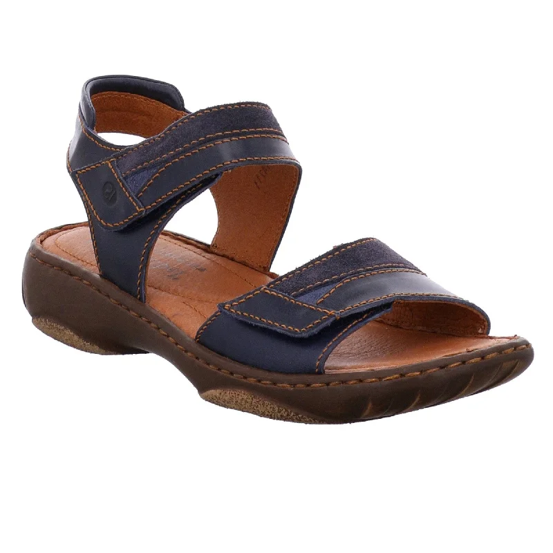 Sandals with soft leather-Josef Seibel Debra 19 Denim Blue Leather Sandals