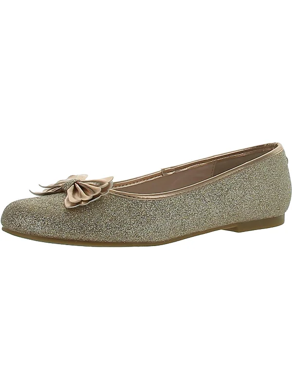 Flats for minimalist lifestyles-Womens Leather Glitter Ballet Flats