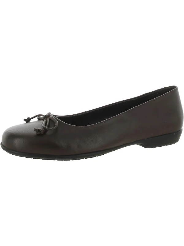 Flats for short-term travelers-Farrah Womens Leather Bow Ballet Flats