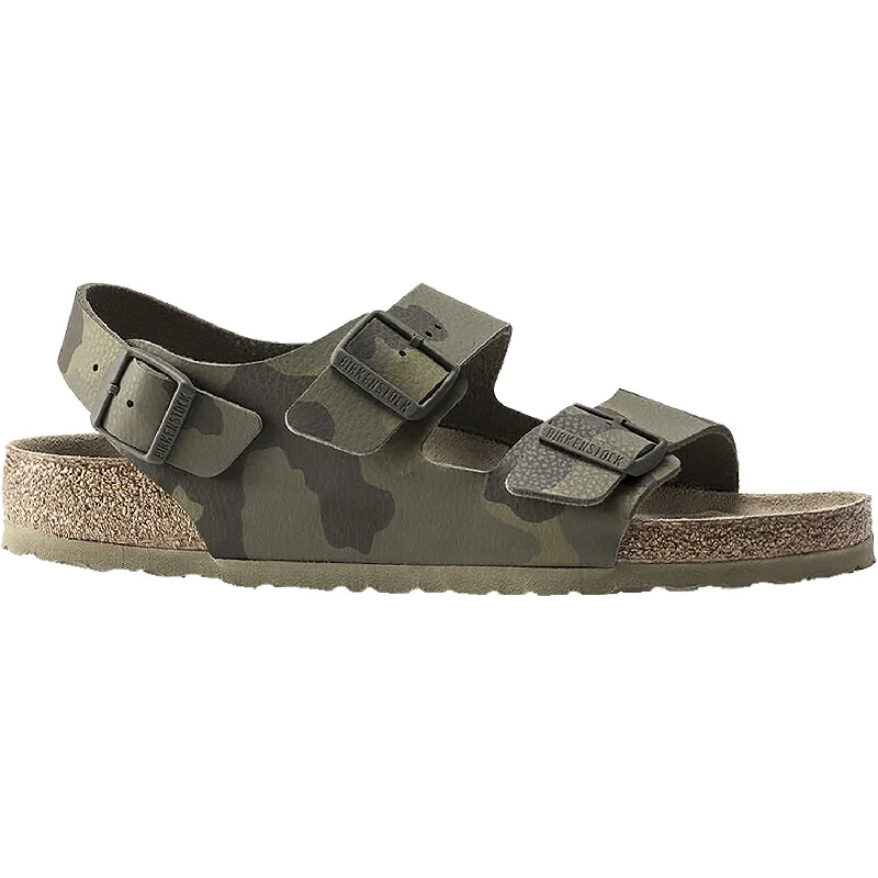 Sandals with soft finish-Men's Birkenstock Milano Soft Footbed Desert Soil Green Birko-Flor