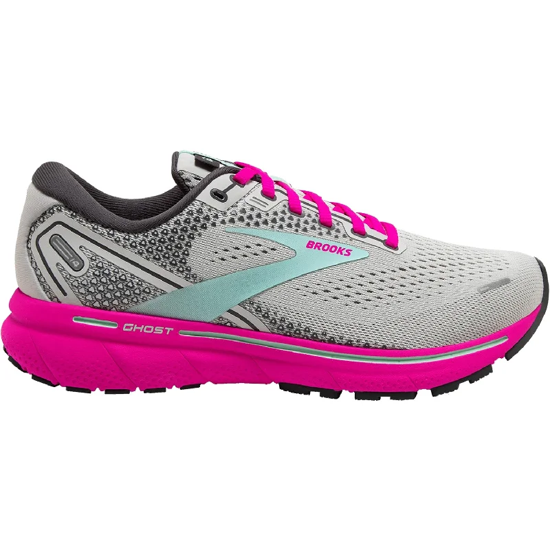 athletic shoes with rubber outsoleWomen's Brooks Ghost 14 Oyster/Yucca/Pink Mesh