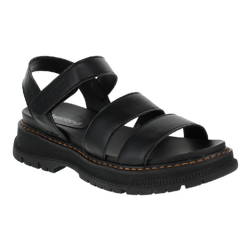 Sandals with padded days-Westland 769528 Peyton 08 Ladies Black Vegan Touch Fastening Sandals