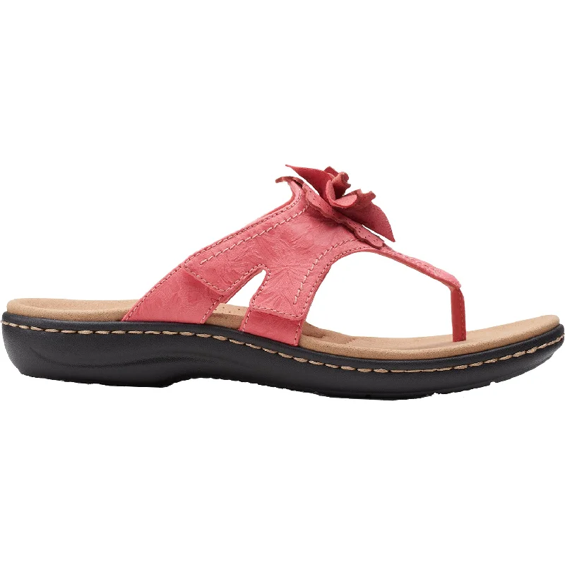 Sandals for vacation wear-Women's Clarks Laurieann Gema Rose Combi Leather/Synthetic