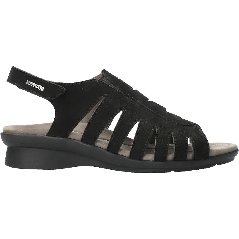 Sandals with soft finish-Women's Mephisto Praline Black Nubuck