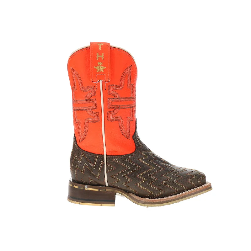 Neon Thunder Square Toe Cowboy Boots (Big Kid)