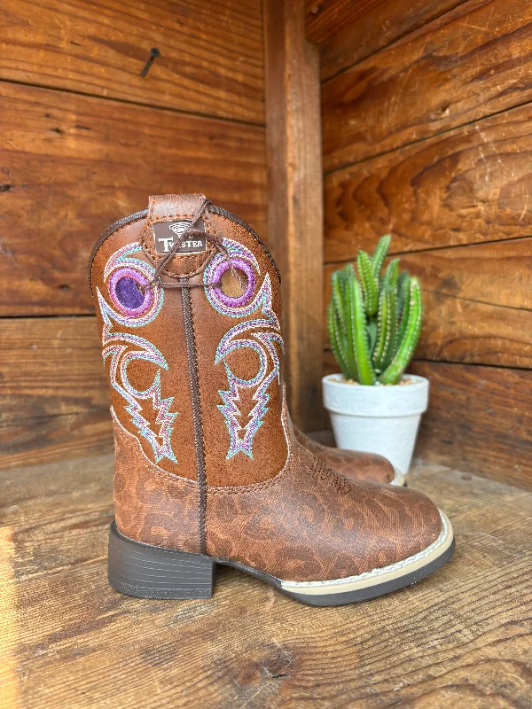 Twister Dottie Brown with Leopard Print Embroidered Toddler Cowboy Boots 443003502