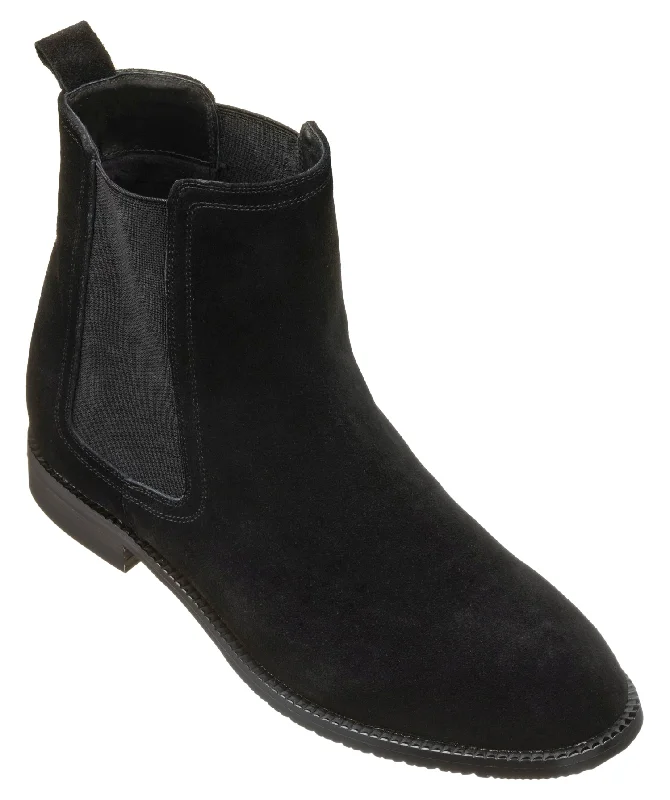 CALTO - K33090 - 2.9 Inches Taller (Black) - Suede Chelsea Boot