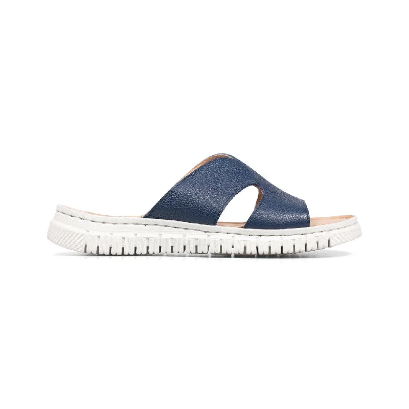 Sandals with comfy finish-Van Dal Luna 3381 4001 Ladies Navy Leather Slip On Sandals