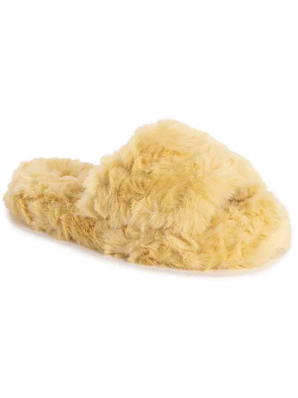 Slippers with steady warmth-Orla Womens Faux Fur Slip On Slide Slippers